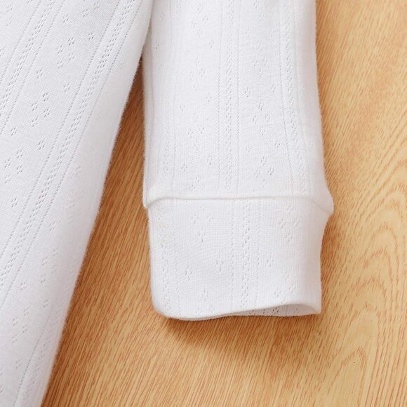 White Baby Romper - Unisex Lightweight Jumpsuit, 0-3 Months - Picture 4 of 7